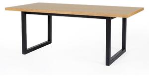 Tavolino quadrato Camden con stampa a spina di pesce in legno ingegnerizzato e massiccio, dimensioni 120 x 60 x h45 cm, peso 18 Kg, finitura rovere, nero