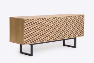 Credenza Camden Stampa cubo in legno ingegnerizzato e massiccio, dimensioni 175 x 45 x h75 cm, peso 48 Kg, finitura legno di quercia, nero
