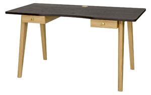 Scrivania Bel fumo in legno ingegnerizzato e massiccio, dimensioni 140 x 70 x h75 cm, peso 35 Kg, finitura fumo nero, rovere