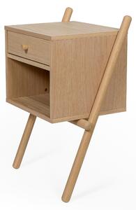 Tavolino Wiru 1D quercia in legno ingegnerizzato e massiccio, dimensioni 51 x 35 x h70,7 cm, peso 9 Kg, finitura quercia