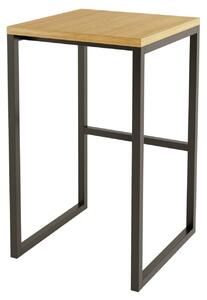 Sgabello con struttura alta in legno ingegnerizzato, metallo, dimensioni 35 x 35 x h65 cm, peso 6 Kg, finitura nero, rovere