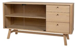 Credenza Skagen quercia in legno ingegnerizzato e solido, galss, dimensioni 140 x 45 x h75 cm, peso 52 Kg, finitura quercia