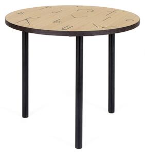 Tavolino Arty 50 Letter in legno ingegnerizzato, acciaio, dimensioni 50 x 50 x h45 cm, peso 4 Kg, finitura rovere, nero