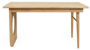 Scrivania Bau in legno ingegnerizzato e massiccio, dimensioni 140 x 70 x h75 cm, peso 34 Kg, finitura quercia