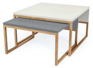 Tavolino Cubis 60 in legno ingegnerizzato e massiccio, dimensioni 60 x 50 x h34 cm, peso 10 Kg, finitura Grigio, rovere
