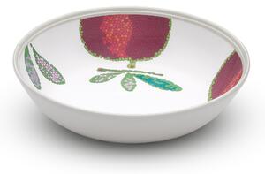 Piatto fondo in set 2 pezzi Melograno � 20,4xh 4,5 cm certificato per l'uso alimentare BPA free Colore Bianco Magenta Verde