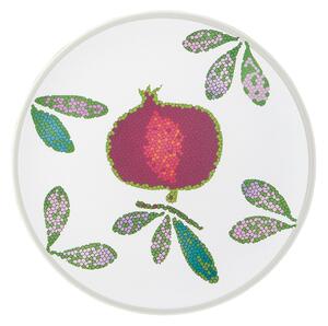Piatto Dessert , frutta in melamina in set 3 pezzi Melograno � 21,5 xh2 cm certificato per l'uso alimentare BPA free Colore Bianco Magenta Verde