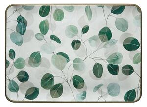 Vassoio rettangolare in Melamina Tasmania 45x32xh3,5 cm certificato per l'uso alimentare colore Bianco, Verde, Grigio