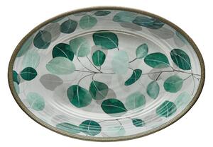 Risottiera, Insalatiera ovale in melamina Tasmania 33x22xh6,5 cm certificato per l'uso alimentare Bianco, Verde, Grigio