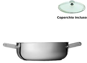 Tegame con coperchio in Acciaio pi� Titanio Vickers 32xh9,3cm - 7,4 Lt rivestimento antiaderente adatta all'induzione coperchio in vetro