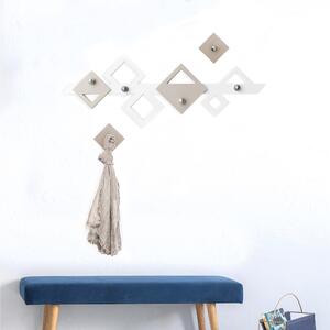 Appendiabiti da Parete in legno tagliato al laser KLEE 100x38xh8 cm- a rombi intrecciati in legno colore bianco, ghiaia