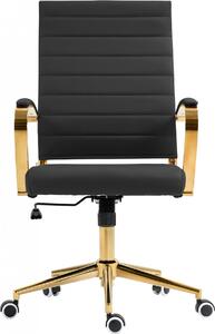 Sedia da ufficio CLP modello Havanna, rivestita in ecopelle, regolabile in altezza e girevole, con elegante finitura dorata e colore nero