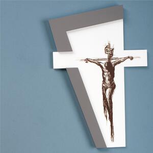 Quadro Crocefisso della Badessa taglio laser 27x1,7xh 40cm colore bianco grigio