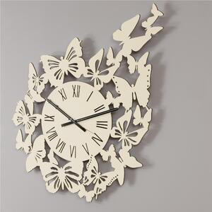 Orologio da parete Rotondo diametro 80 cm in legno VOLO DI FARFALLE tagliato al laser in legno laccato sabbia