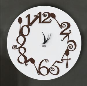 Orologio da parete il legno rotondo Diametro 55x5 cm con intarsi Girotondo dei Cucchiai in legno Tagliato al laser in legno bianco weng�