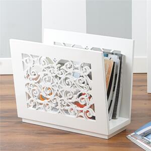 Portariviste Rettangolare Arabian 32x22xh40 cm in Legno laccato bianco decoro laser