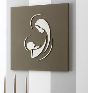 Quadro sacro Notre Dame decoro in legno taglio laser 50x50xh1,5 cm colore tortora sabbia