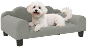 Cuccia Divano per Cani con Braccioli 66x42x28,5 cm in Tessuto French Terry Grigio