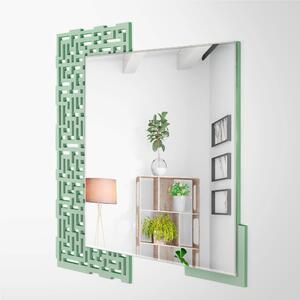 Specchiera da parete in legno rotonda tagliata al laser GREEK 65x65xh 6 cm cornice colori Verde acqua