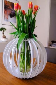 Vaso d'arredo, portafiori in Plexiglass SFERA 33x36 cm- tagliato al laser con vasetto in vetro interno bianco