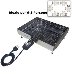 Bistecchiera elettrica LUSSO con bordo tagliato al laser e resistenza 41x48x13 cm -2200W 220V, finitura inox satinato