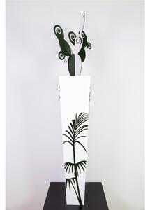 Vaso d'arredo, portafiori in Legno KENZIA 25x25h90cm- con applicazioni in plexiglas tagliate al laser