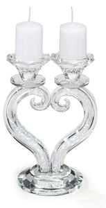 Candelabro Cristallo 2 fiamme cuore in cristallo dimensioni 13xh 19 cm uno colore trasparente, cristallo K9