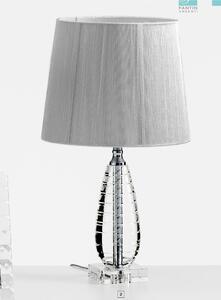 Lampada da tavolo in cristallo OVETTO H 47 cm con paralume colore argento