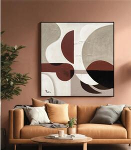 Quadro con cornice da parete Quadro con cornice volto ASTRATTO BROWN 100x100x1,6 cm pannello in legno colore con colori acrilici e tempera