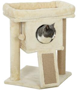 PawHut Albero per Gatti con Base per Graffi in Iuta, Piattaforma, Pallina, Casa per Gatti, Beige, 40 x 40 x 57 cm | Aosom Italy