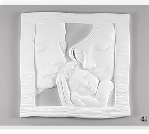 Quadro Sacra famiglia colore bianco Luna con cornice bianca Piccolo 15,5x12,5 cm immagine in resina bianco luna per bomboniera ,battesimo cresima , matrimonio
