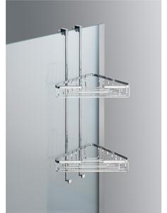 Angolare doccia un due piani - Fissaggio a Vetro Box Doccia 27x20xh65 cm ottone cromato spessore Max. Vetro 1,5 cm