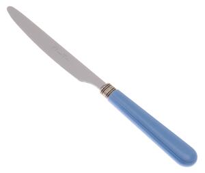 Coltello tavola seghettato MOD Mistral Set di 6 Pezzi in acciaio 18.10 Lunghezza 26 cm manico in PPL lavabile in lavastoviglie colore Azzurro