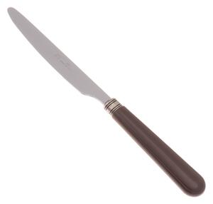 Coltello tavola seghettato MOD Mistral Set di 6 Pezzi in acciaio 18.10 Lunghezza 26 cm manico in PPL lavabile in lavastoviglie colore Marrone
