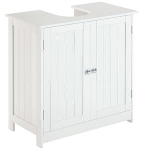 HOMCOM Amardietto Sottolavabo in MDF, Mobiletto Sottolavello Bianco per Bagno Con 2 Ante (60x30x60cm)|Aosom