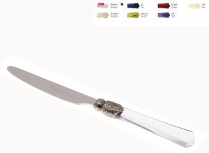 Coltello tavola VITTORIA Set di 6 Pezzi in acciaio 18.10 Lunghezza 24 cm manico in Plexiglas con ghiera Anticata lavabile in lavastoviglie trasparente