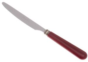 Coltello tavola seghettato MOD Mistral Set di 6 Pezzi in acciaio 18.10 Lunghezza 26 cm manico in PPL lavabile in lavastoviglie colore Bordeaux