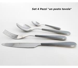 Posto tavola 4 Pezzi per 1 Persona SPRING in acciaio inox 18/10 spessore Acciaio 2 mm manico in ABS Grigio