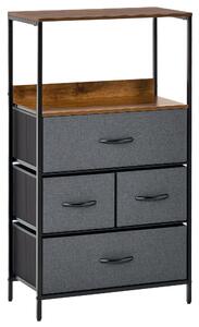 HOMCOM Mobile Multiuso Cassettiera con 4 Cassetti Pieghevoli in Tessuto, Arredamento Soggiorno e Camera, 58x29x103cm, Grigio Scuro|Aosom