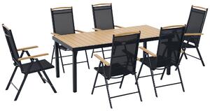 Outsunny Tavolo da Giardino Pieghevoli e Regolabili con 6 Sedie, Set 7 Pezzi Mobili in Texteline, Nero | Aosom Italy
