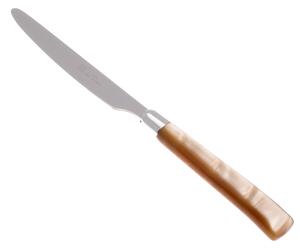 Coltello tavola seghettato MOD Giada Set di 6 Pezzi in acciaio 18.10 Lunghezza 26 cm manico in PBT lavabile in lavastoviglie colore Champagne