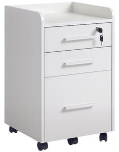 HOMCOM Cassettiera da Ufficio a 3 Cassetti con maniglie, Ripiano e 5 Ruote, in pannello truciolare e MDF, Bianco,39.2 x 40 x 65.4cm|Aosom Italy