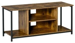 HOMCOM Mobile Porta TV fino a 55'' con 4 Ripiani Aperti, Design Industriale, in Legno e Acciaio, 110x40x50cm, Marrone Rustico | Aosom