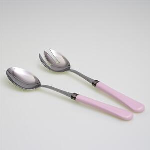 Coppia Insalata set da 2 pezzi Giulietta in acciaio inox 18/10 manico in metacrilato spessore 1,5 mm colorato rosa