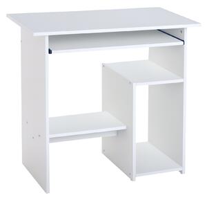 HOMCOM Scrivania Porta PC Moderna Salvaspazio, Ripiano per CPU e Mensola Tastiera Estraibile in Legno, 80x45x75cm, Bianco|Aosom