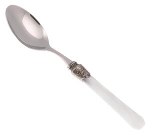 Cucchiaio da Tavola Modello Penelope Set di 6 Pezzi in acciaio 18.10 Lunghezza 26 cm manico in PPMA lavabile in lavastoviglie colore Bianco