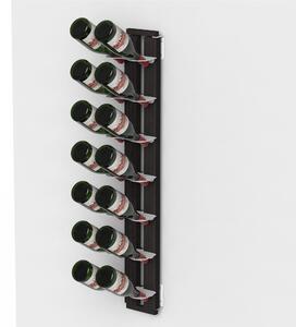 Porta Bottiglie di Vino Sospesa fissaggio a muro 17x19xh 110 cm con struttura in legno massello di faggio evaporato colore nero. Mensole in acciaio smaltato