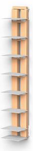 Libreria verticale Fissaggio a PARETE SOSPESA ZIA ORTENZIA 19x20xh 110 cm con struttura in legno massello di faggio evaporato colore naturale. Mensole in acciaio smaltato