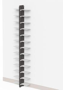 Libreria verticale DOPPIA Fissaggio a parete ZIA BICE 17x42xh 200 cm con struttura e bacchette in legno massello di faggiore evaporato colore NERO. Mensole in acciaio smaltato