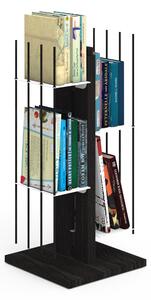 Libreria verticale a colonna ZIA VERONICA 30x30xh 65 cm con struttura e bacchette in legno massello di faggio evaporato colore nero. Mensole in acciaio smaltato